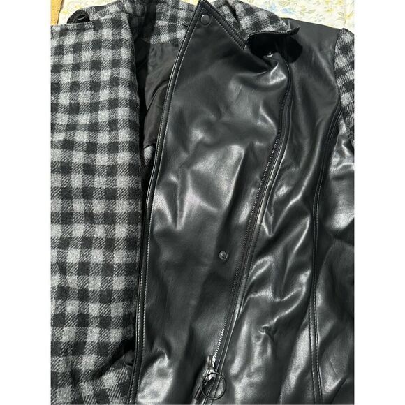 Akris punto Mixed tweed moto jacket gingham vegan leather 8 - Picture 8 of 15